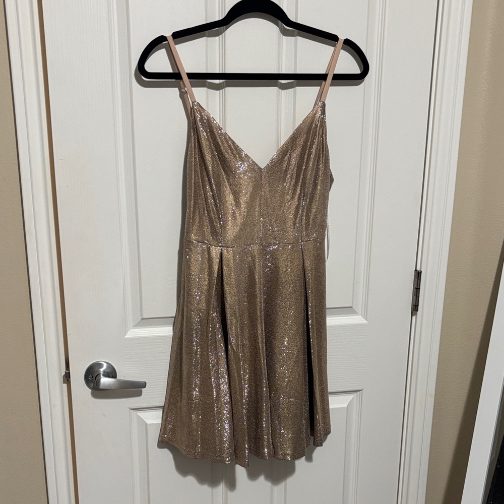 Lulus Sparkling Gold Sequin Dress